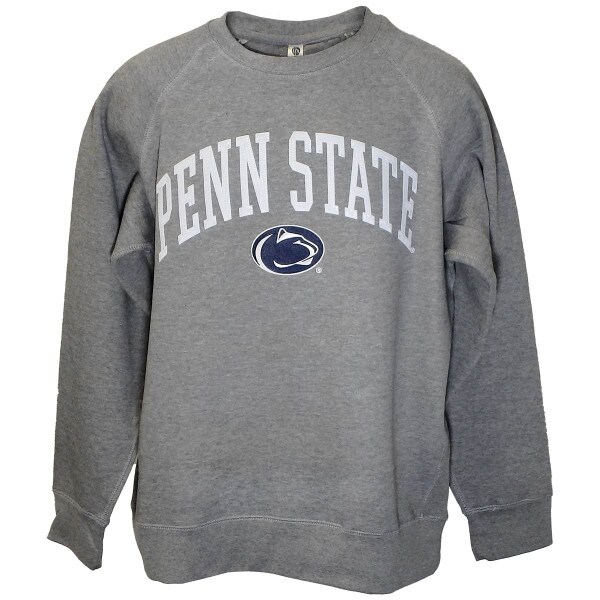 heather oxford crew sweatshirt with arched Penn State above Athletic logo